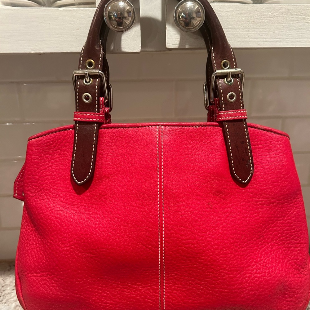 Dooney & Bourke Red and Brown purse with Textured Finish